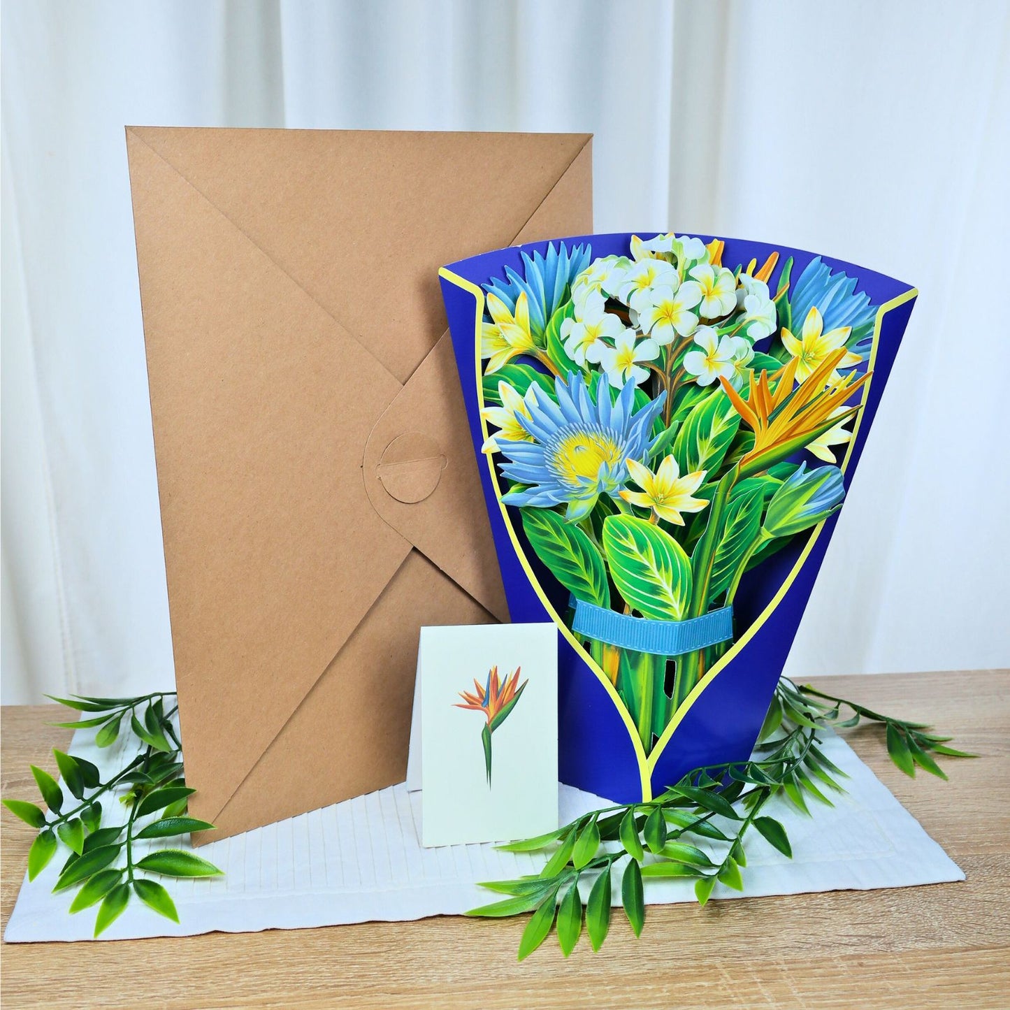 Tarjeta De Felicitaciones Bouquet De Flores 3D Ave Del Paraíso