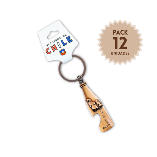 Pack 12 Llaveros Color Cobre de Chile Rapa Nui