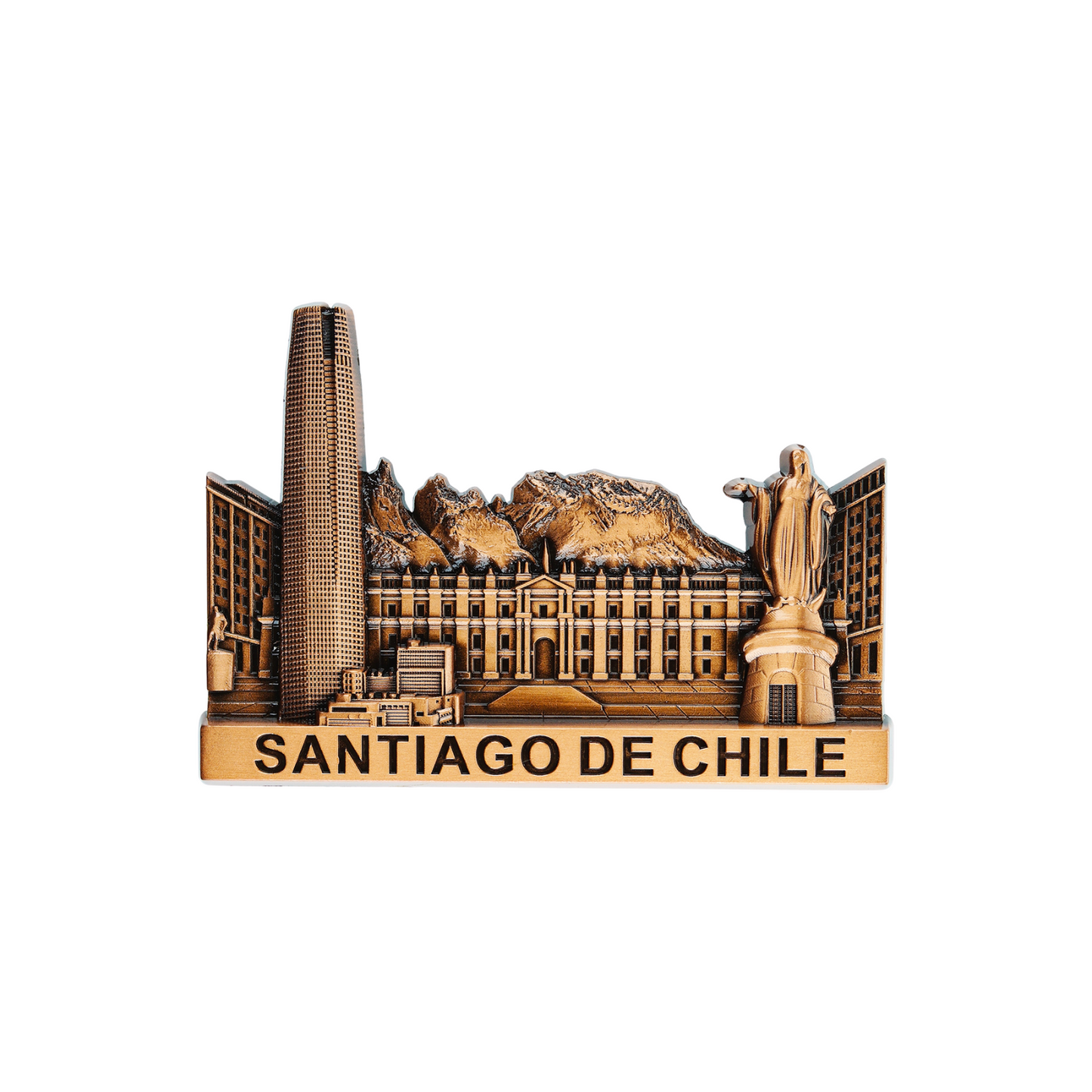 Imán Decorativo Color Cobre Souvenir Santiago de Chile