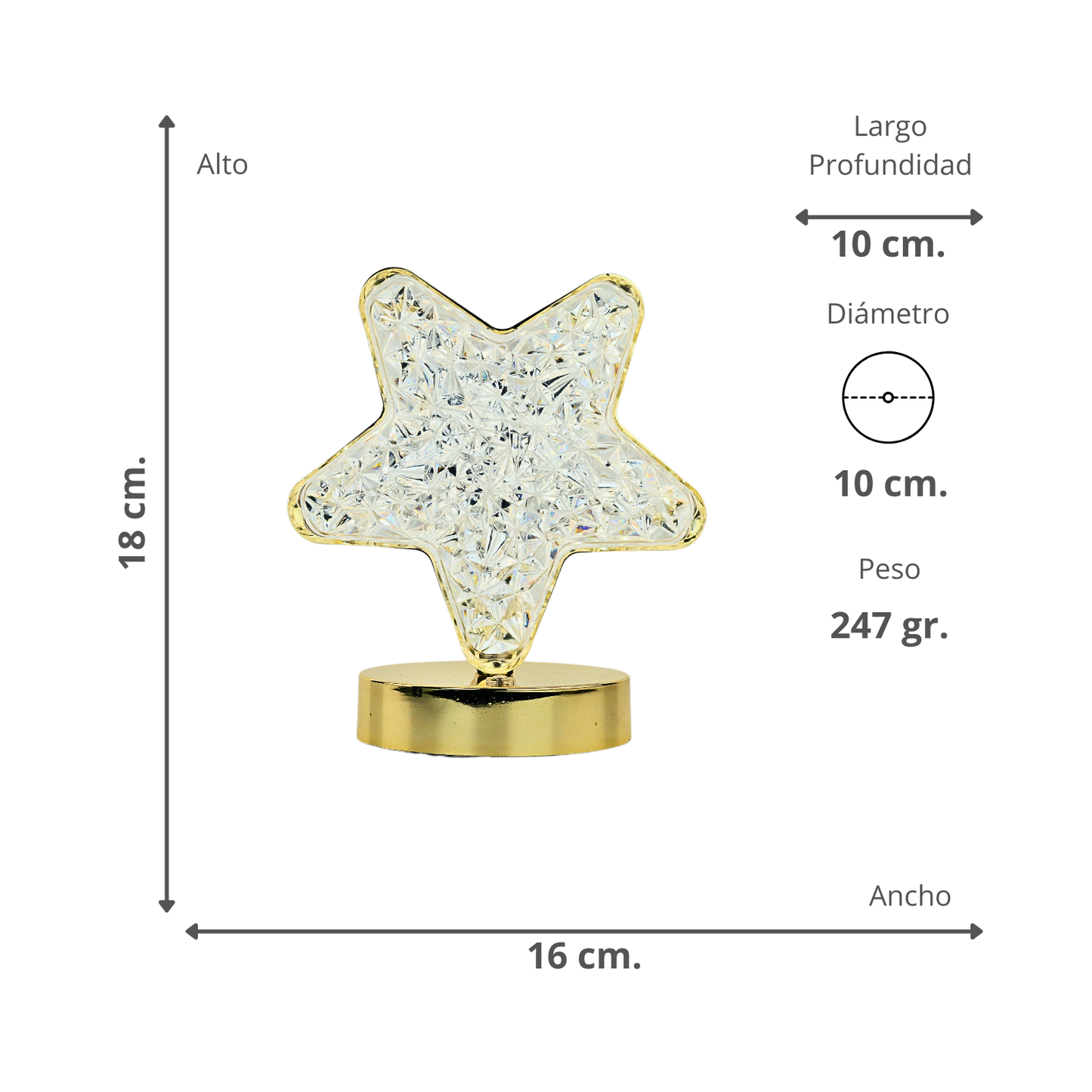 Lámpara Decorativa LED Estrella Luz Blanca y Cálida