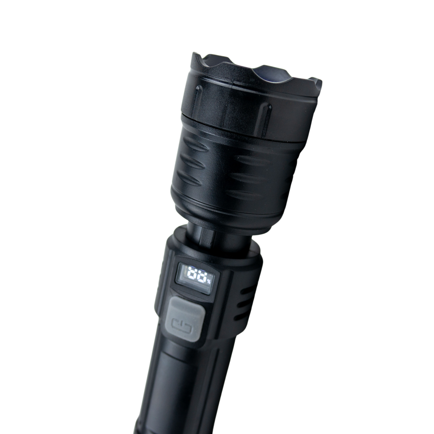 Linterna LED COB Recargable con Zoom y Pantalla Indicadora