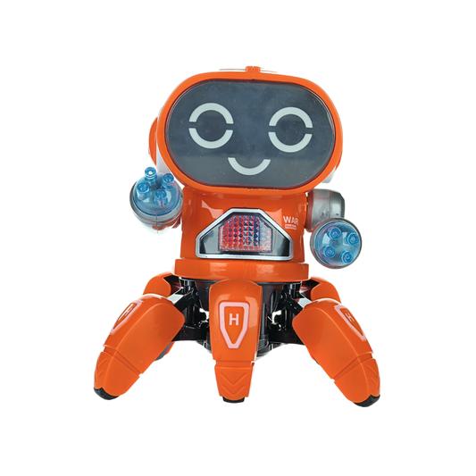 Robot De Juguete Led Articulado Musical Baila Y Camina Naranja