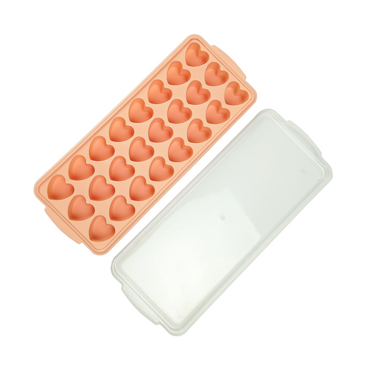 Cubeta De Silicona Para Hielos Corazón Rosado