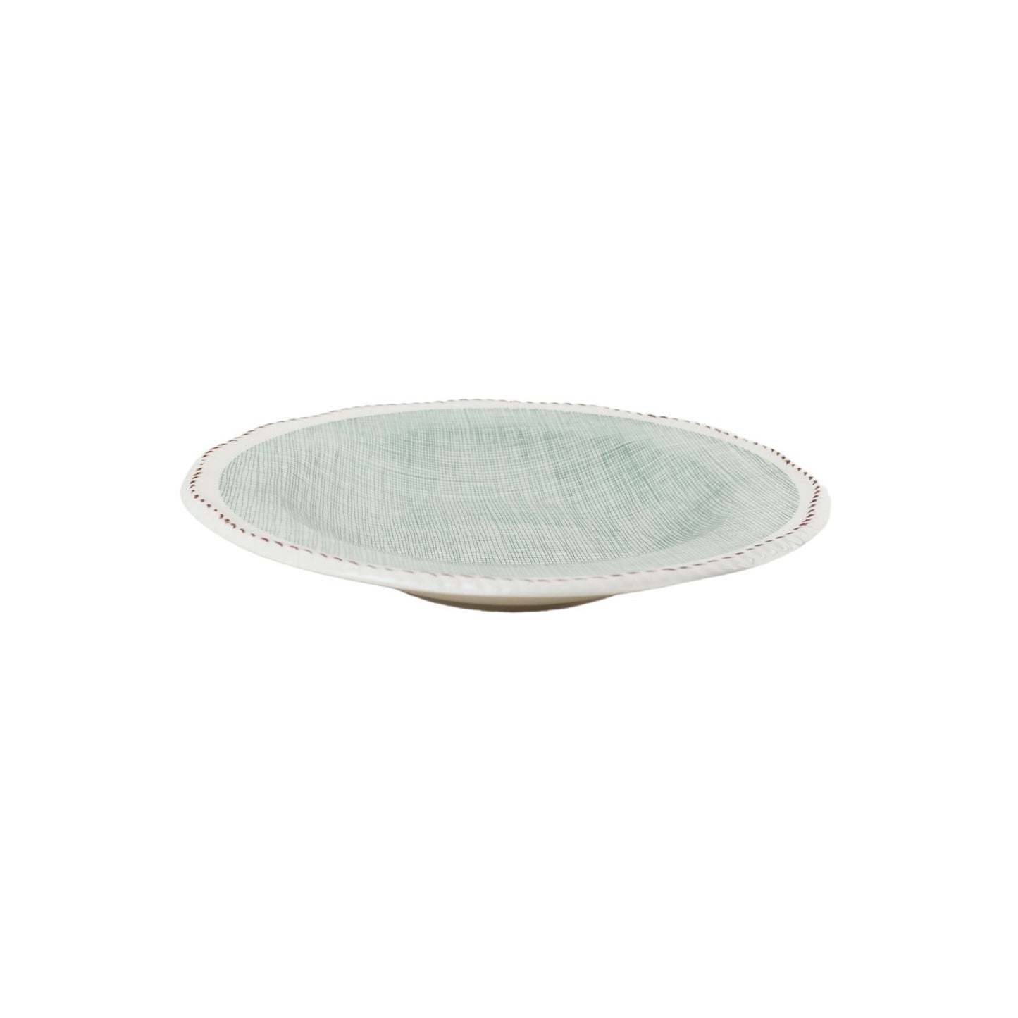 Plato de Sopa Cerámica Esmaltada Diseño Tartán Verde