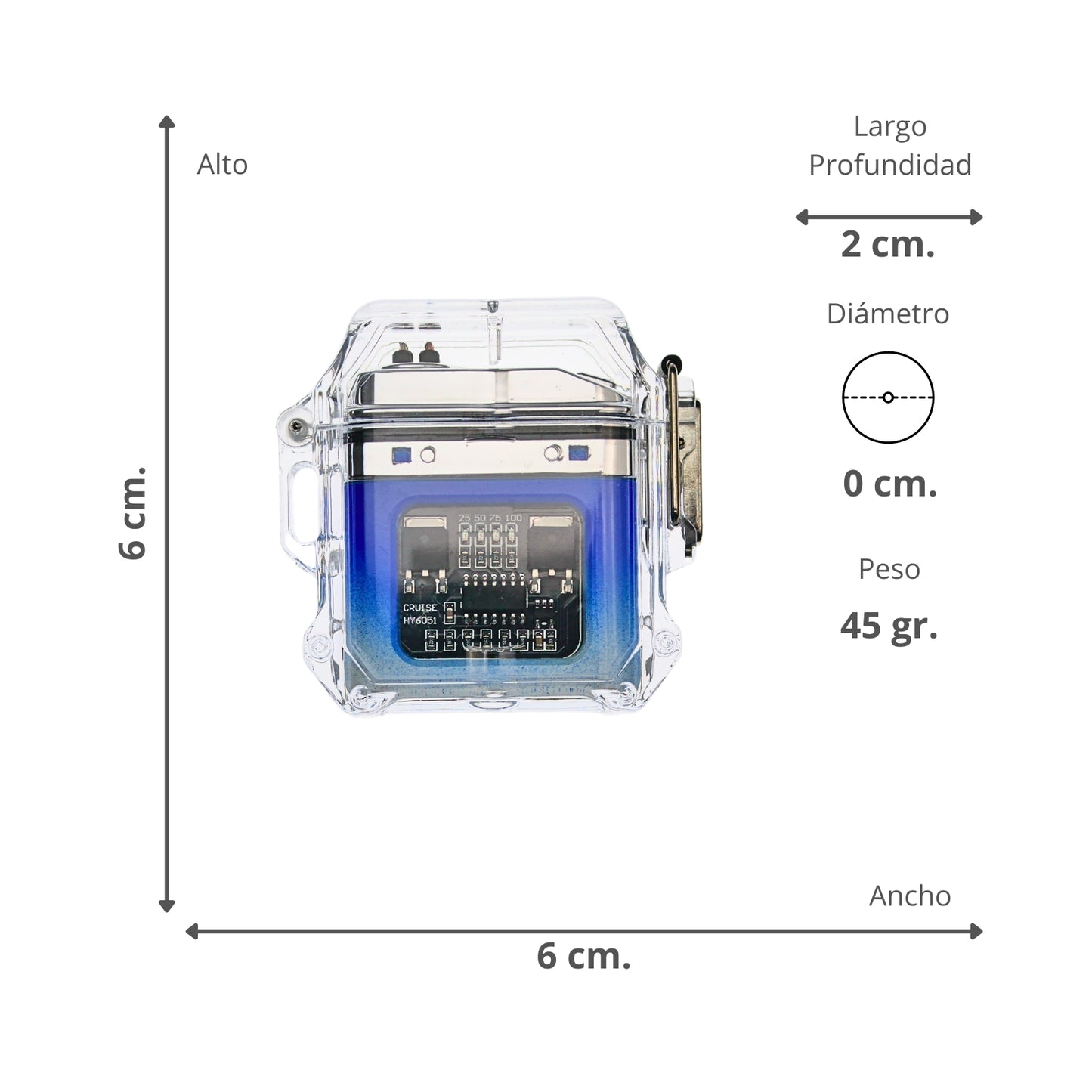 Encendedor de Plasma Doble Arco Recargable Azul