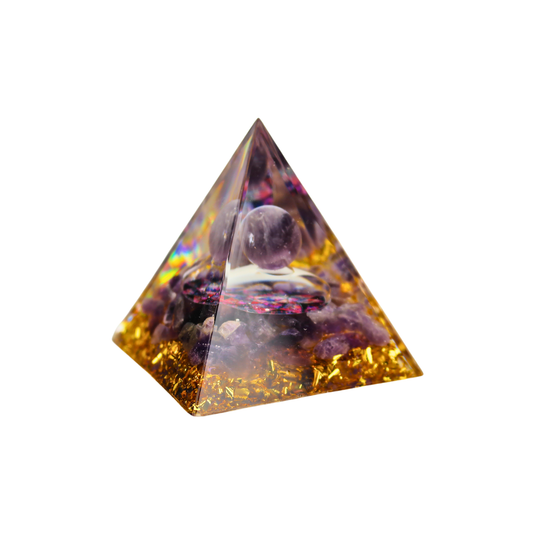 Pirámide de Orgonita Cristal Reiki Yoga Morado