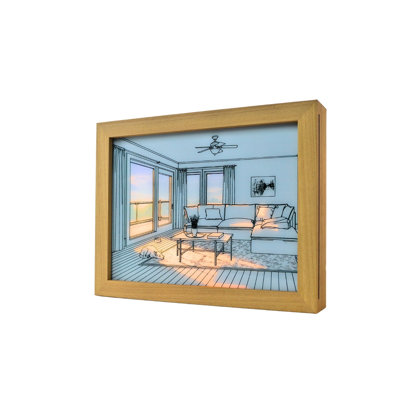 Lampara Led Cuadro De Pintura Decorativo Perrito