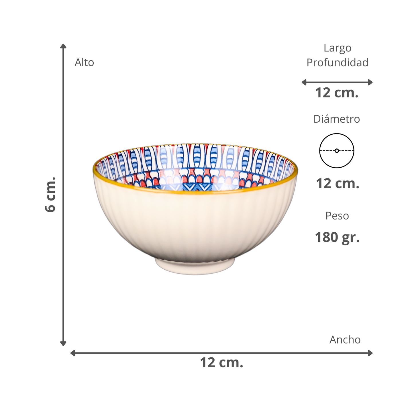 Set 4 Bowl Cuencos Cerámicos 300 Ml Estilo Bohemio