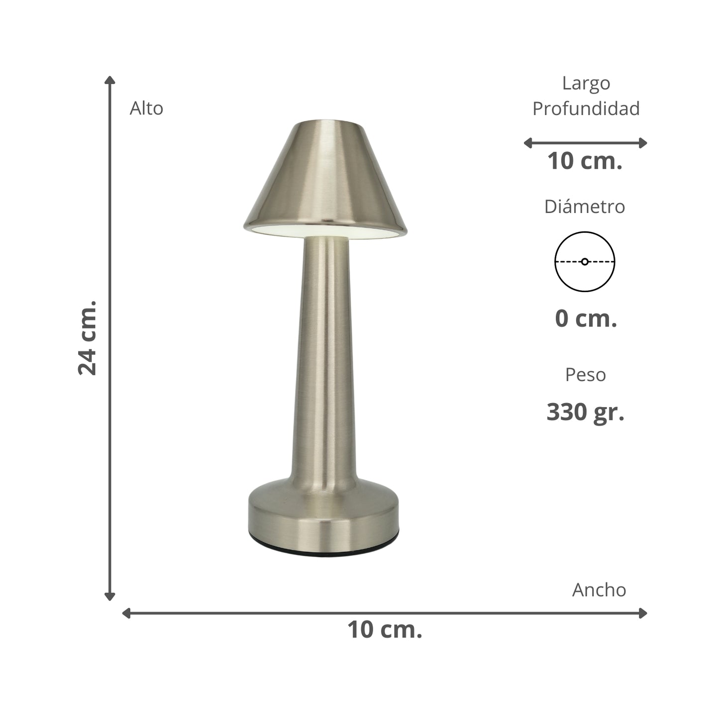 Lampara De Mesa Touch Led Recargable Usb Plateada