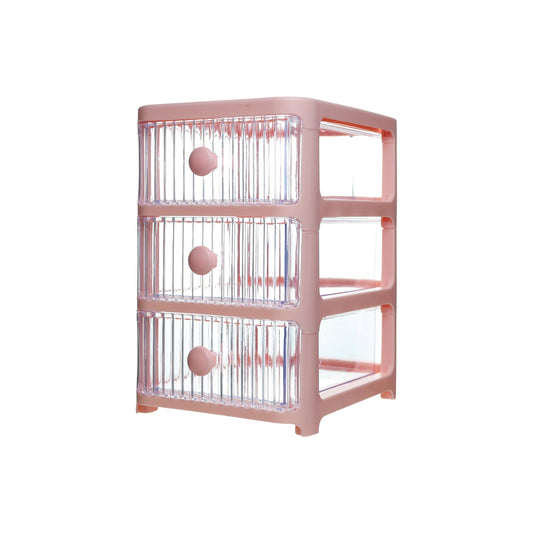 Caja Organizadora Multiuso Escritorio 3 Cajones Rosa