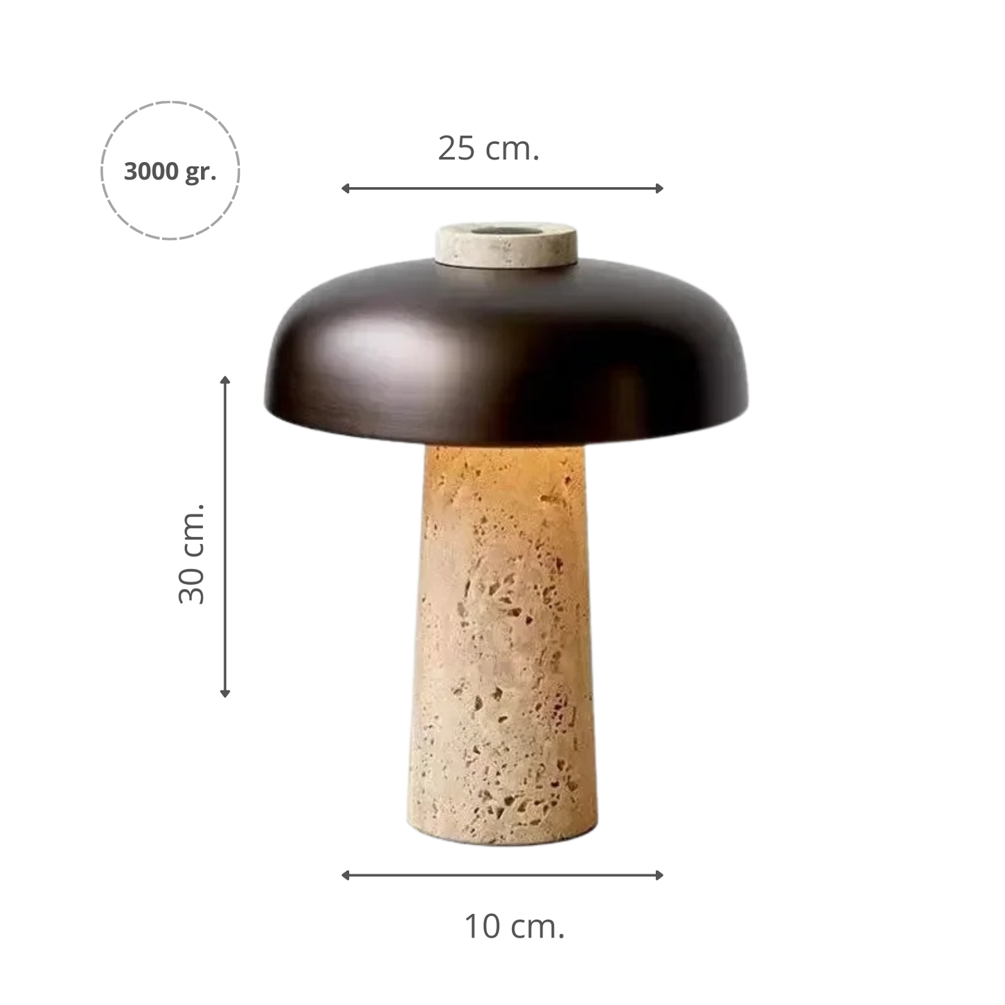 Lámpara LED de Piedra Travertino Elegante Diseño de Setas