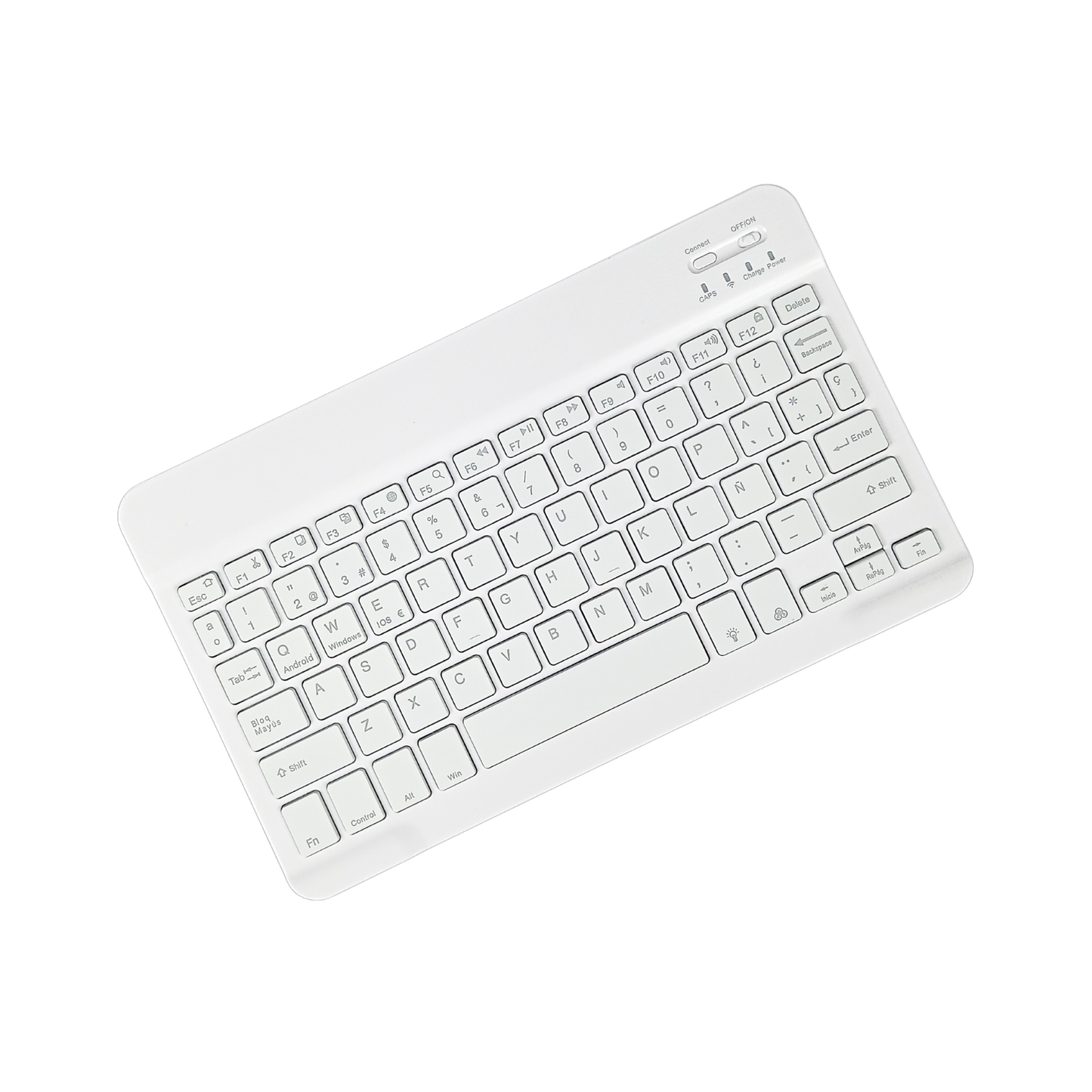 Mini Teclado Bluetooth Ultra Slim Español Led Blanco