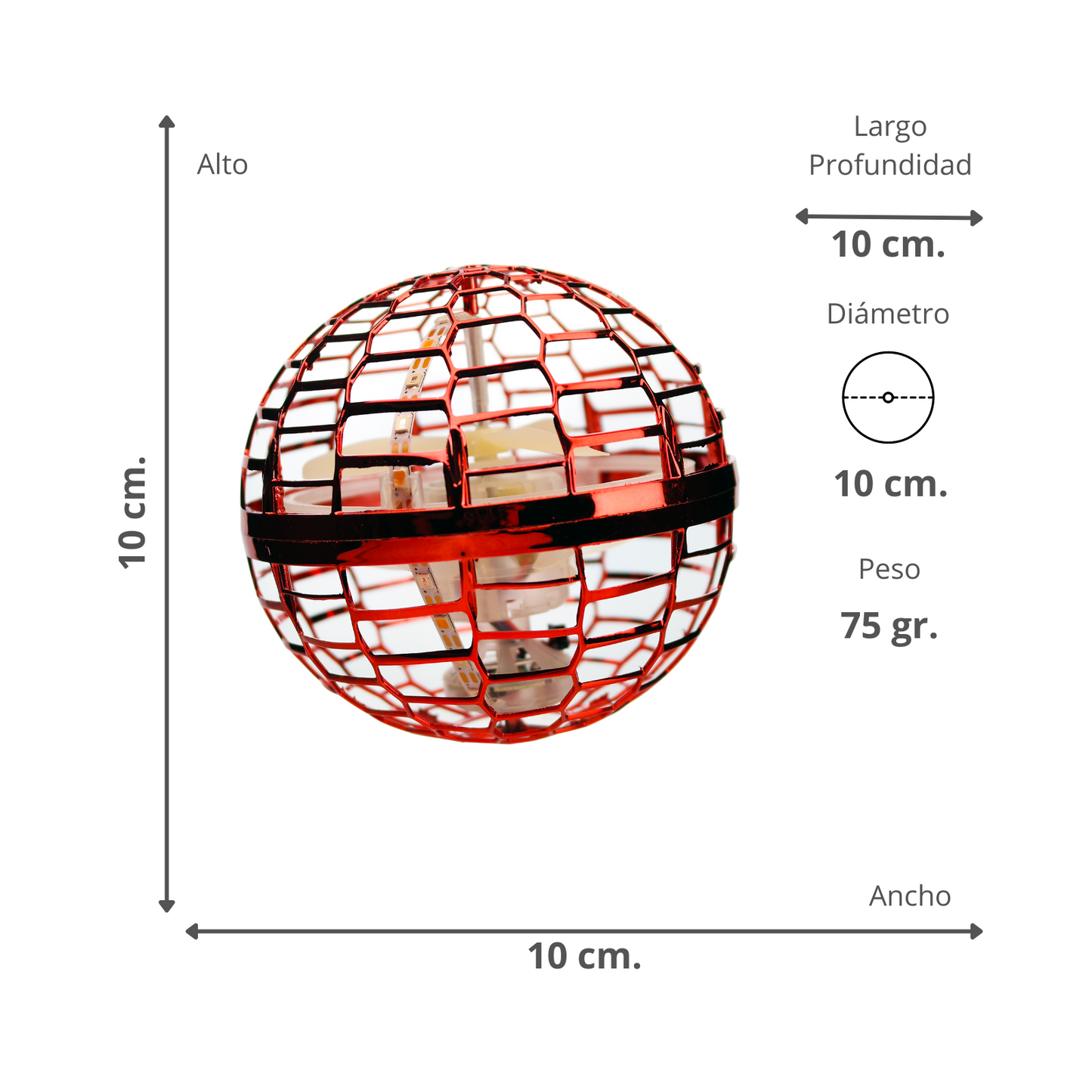 Pelota Led Voladora Fly Nova Juguete Rojo