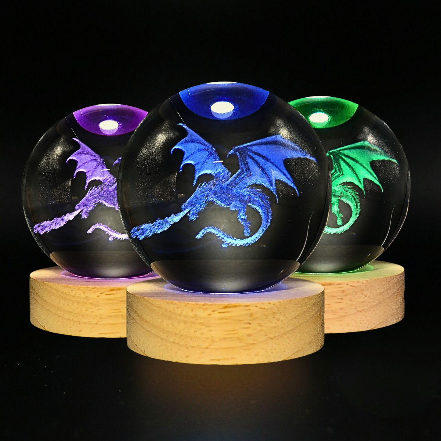 Lampara Bola De Cristal LED RGB Colores Dragón