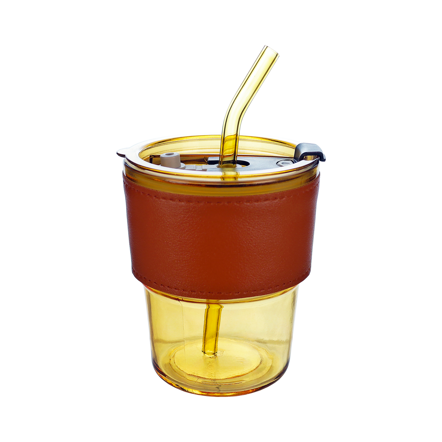 Vaso Vidrio Hermético Con Bombilla Y Tapa Amarillo