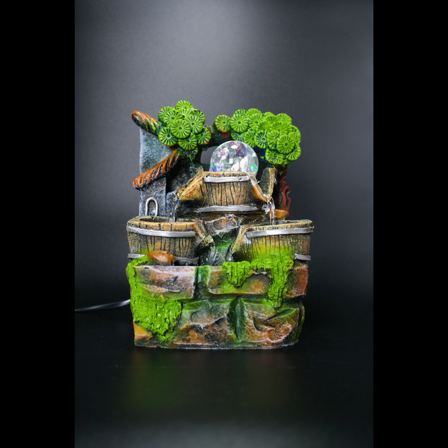 Fuente De Agua Decorativa Bola De Cristal LED Barril