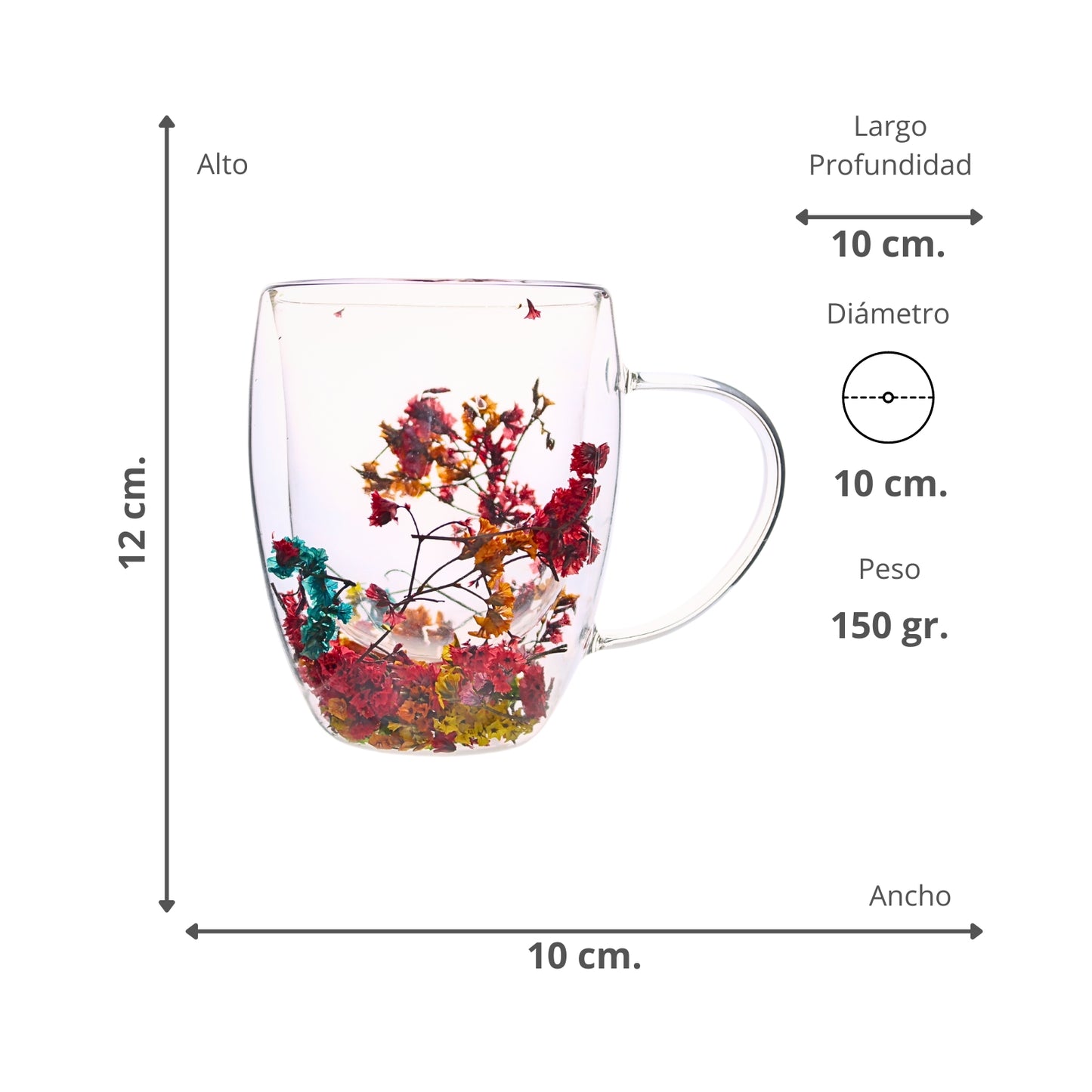 Tazas Mug Doble Pared con Flores Eternas Roja