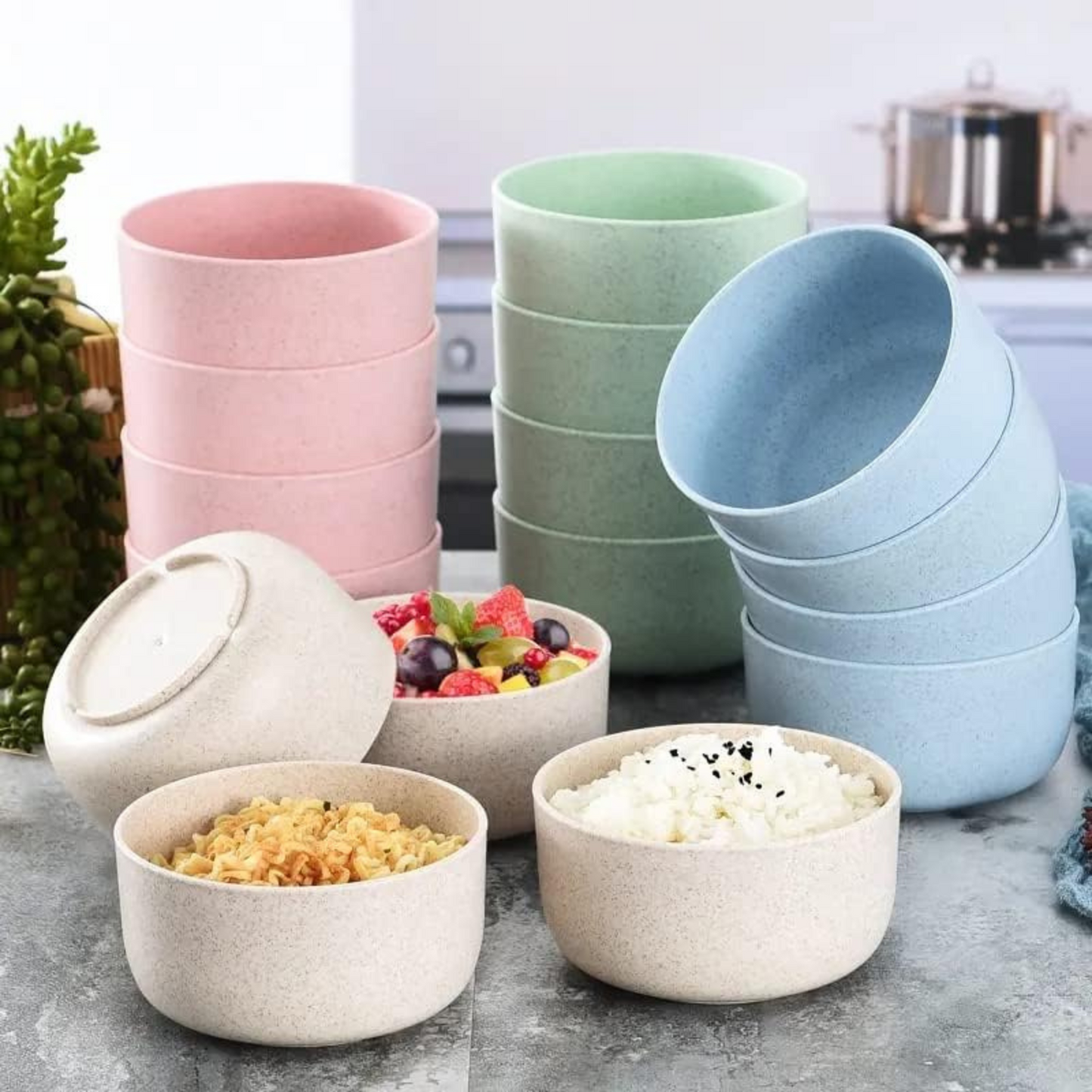 Pack 4 Bowl De Fibra De Trigo Ecológico BPA Free