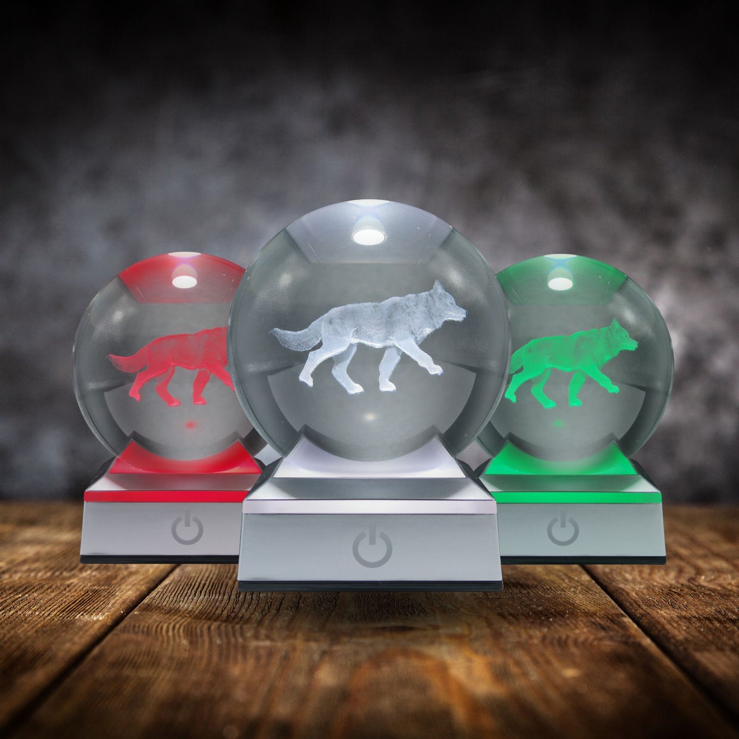 Bola de Cristal LED RGB Diseños 3D Multicolor Lobo