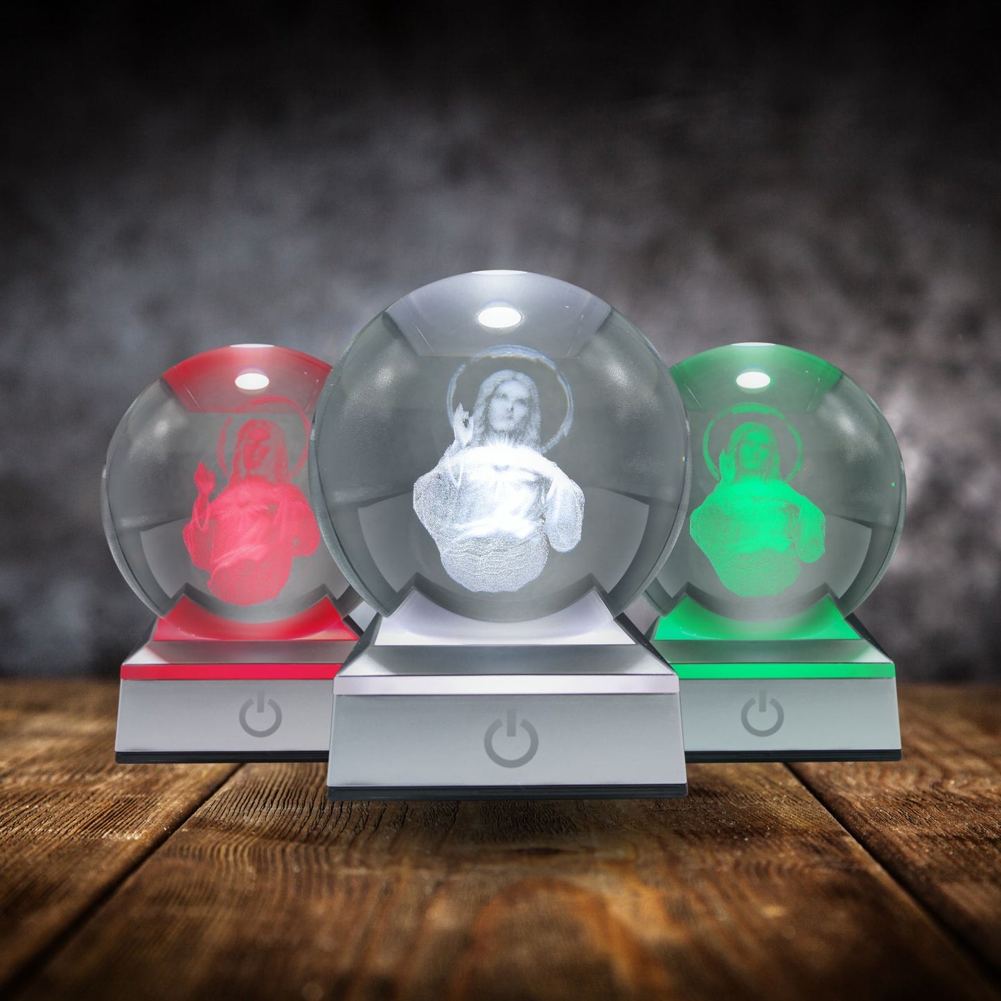 Bola de Cristal LED RGB Diseños 3D Multicolor Jesús