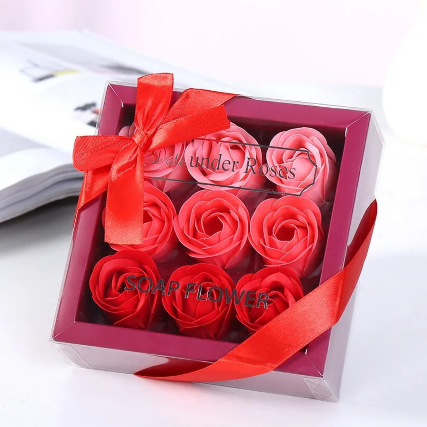 Set 9 Jabones Pétalos De Rosas Baño Spa Rojo