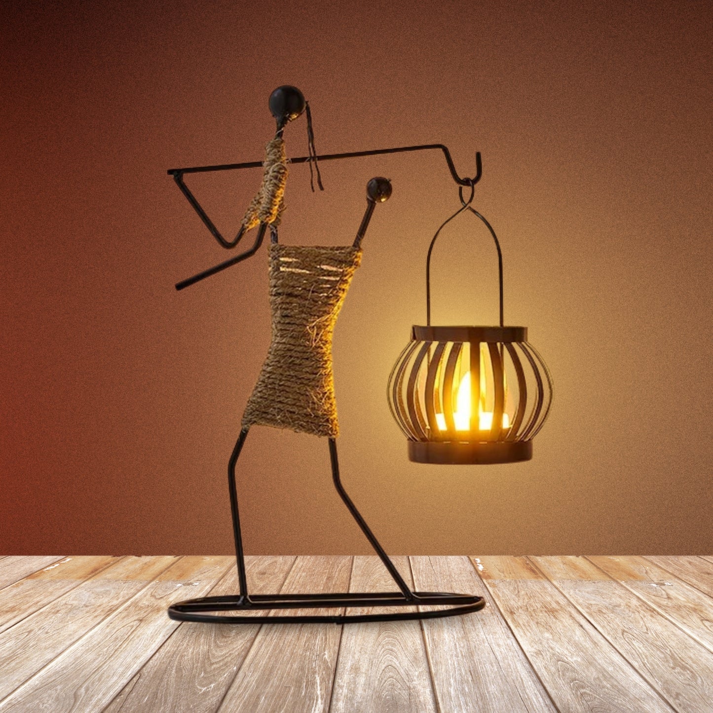 Candelabro Metálico Porta Velas Nórdico Mujer e Hijo