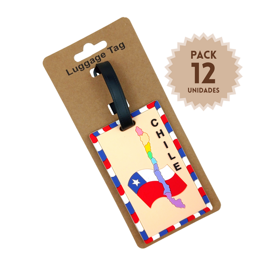Pack 12 Identificador De Equipaje Chile Bandera Mapa