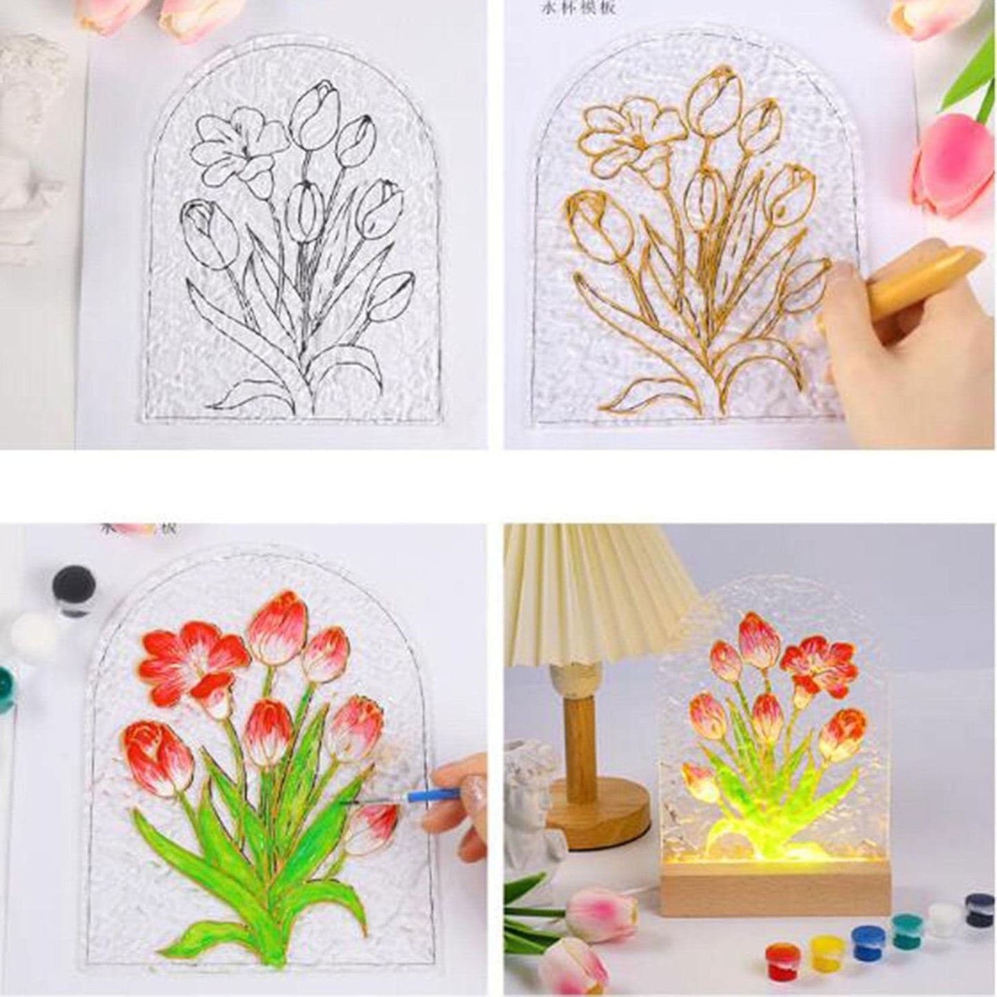 Lámpara Acrílica Led Pintura Van Gogh Diy