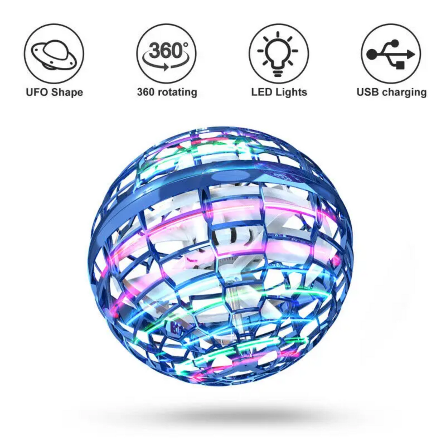 Pelota Led Voladora Fly Nova Juguete Azul