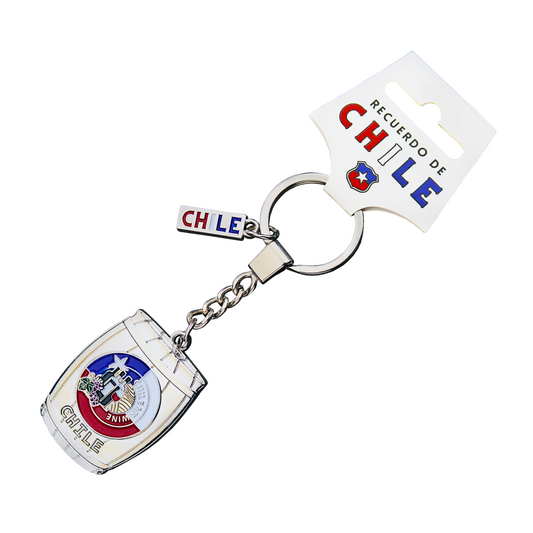 Llaveros Plateados Diseños De Chile Barril Vino