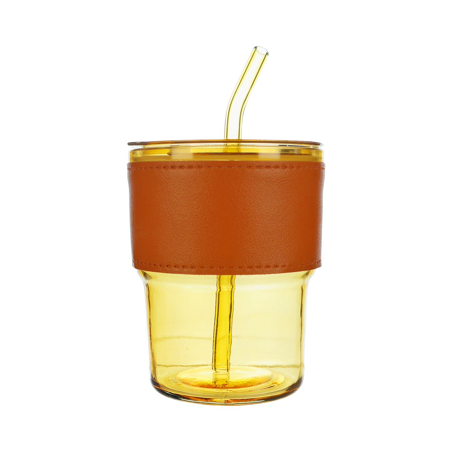 Vaso Vidrio Hermético Con Bombilla Y Tapa Amarillo