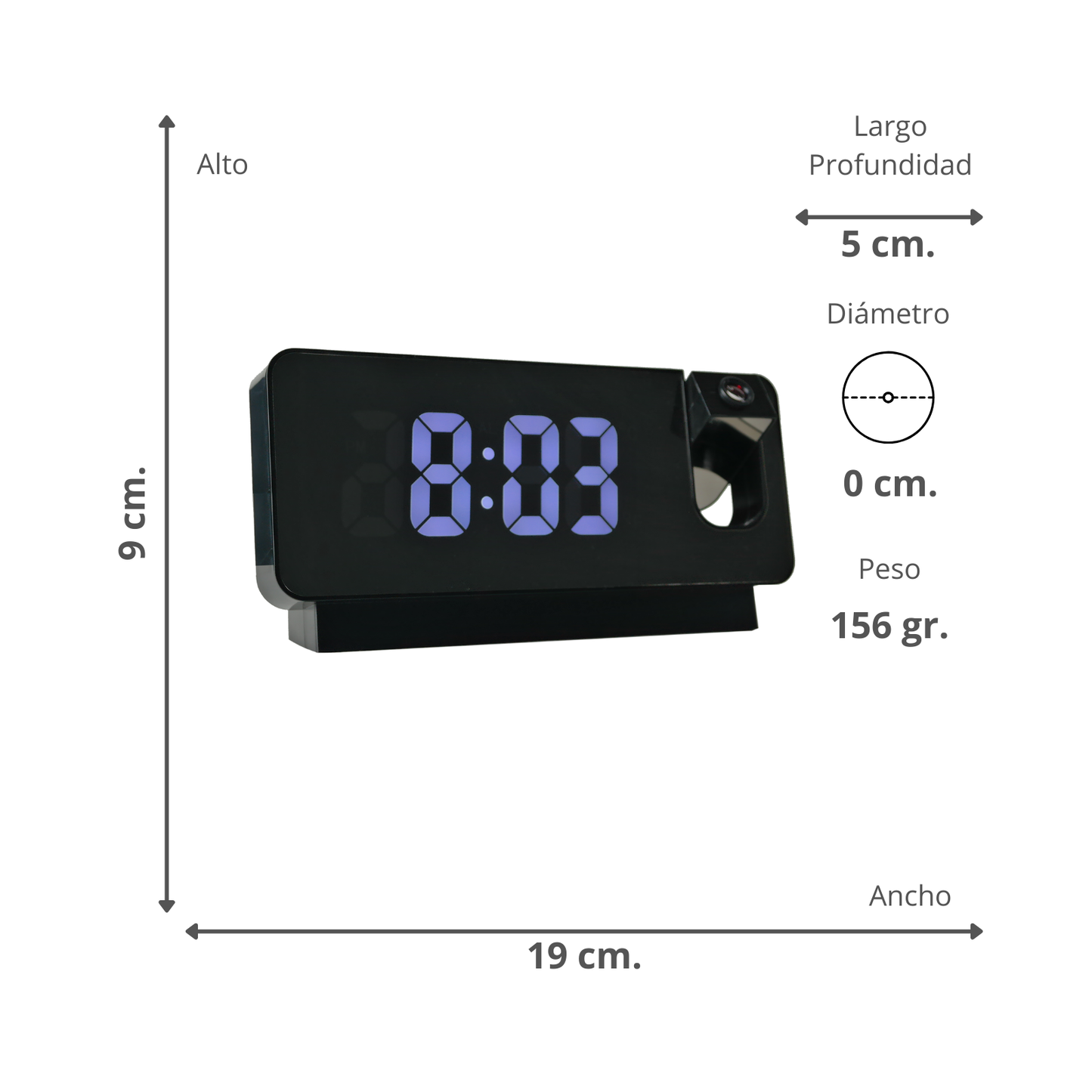Reloj Digital Proyector Negro
