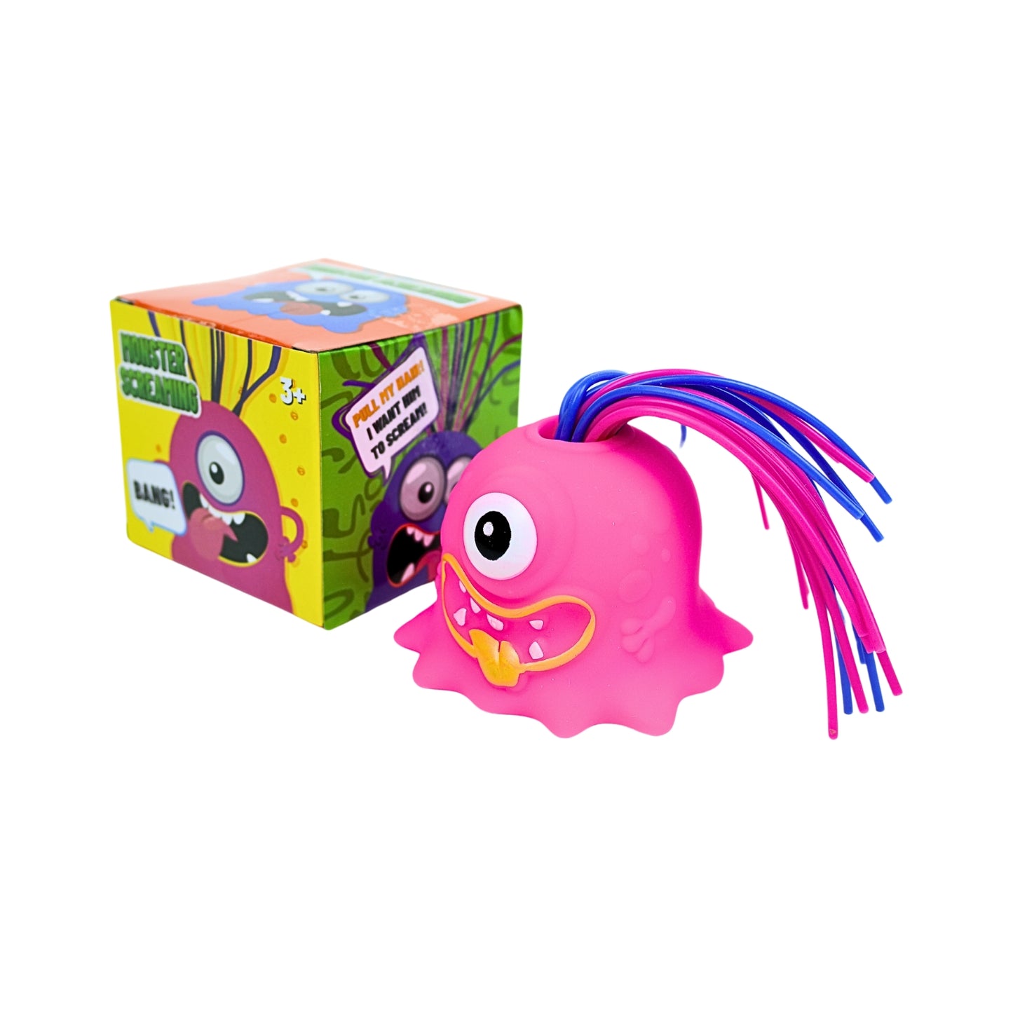 Muñeco Anti Estrés Scream Monster Jalando El Pelo Rosado