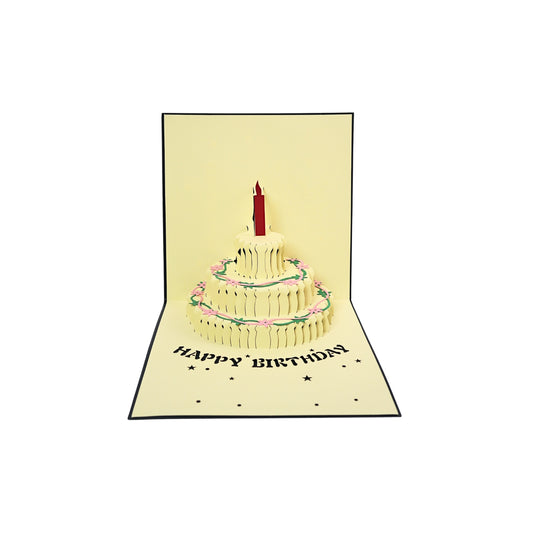 Tarjeta Plegable Pastel de Cumpleaños con Efecto 3D Azul