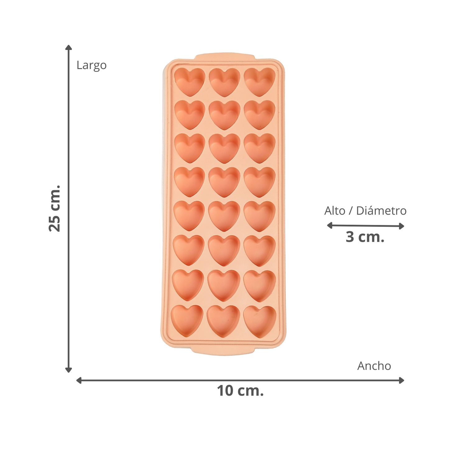 Cubeta De Silicona Para Hielos Corazón Rosado