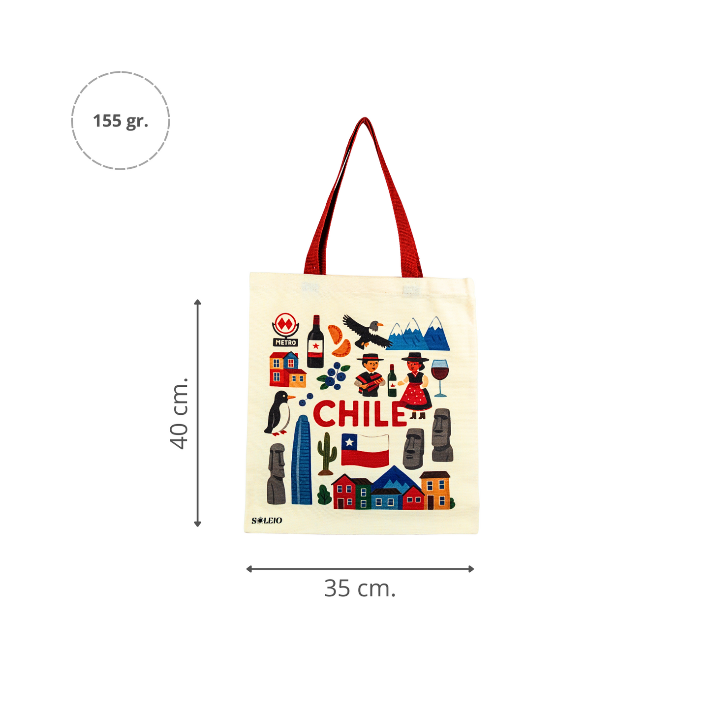 Tote Bag de Lona Emblemas de Chile
