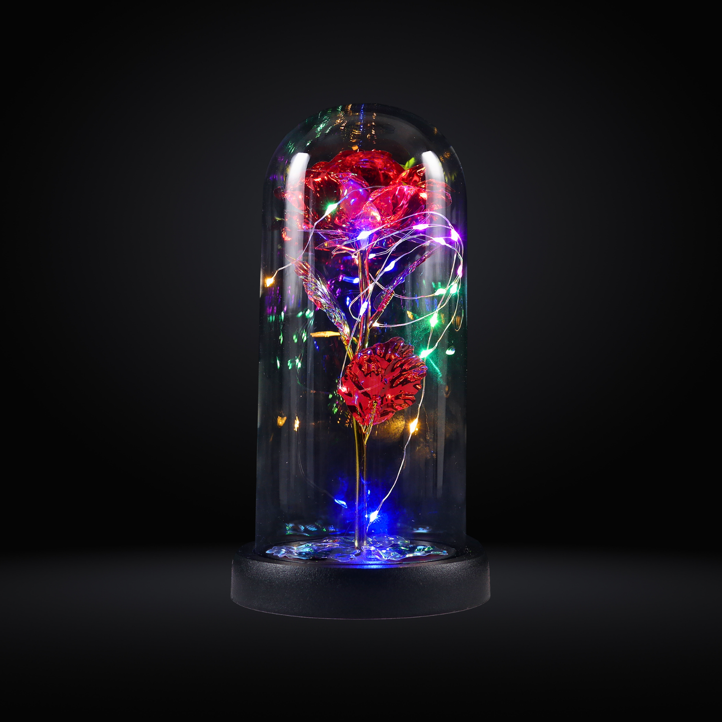 Rosa Eterna LED Cúpula De Cristal Rojo