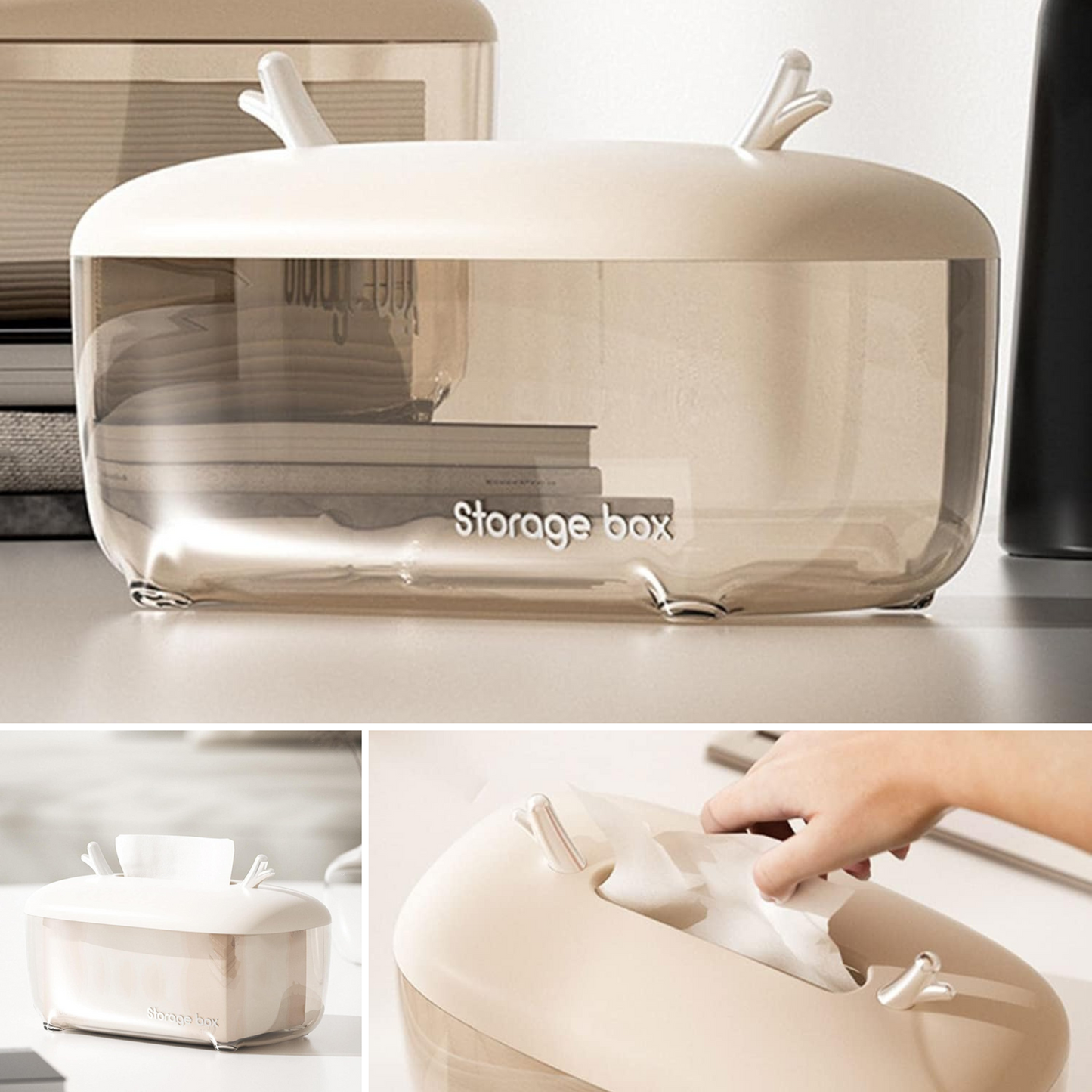 Porta Pañuelos Servilletero Con Tapa Papel Tissue Beige