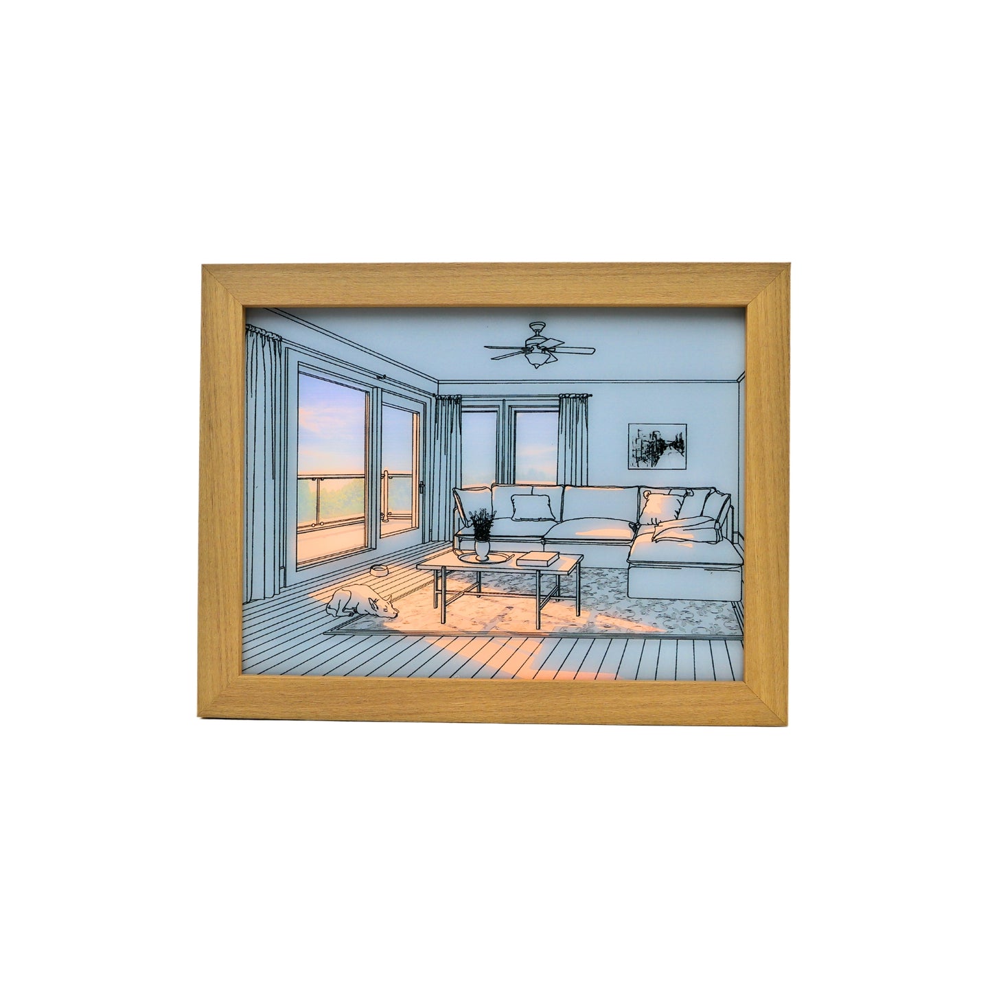 Lampara Led Cuadro De Pintura Decorativo Perrito