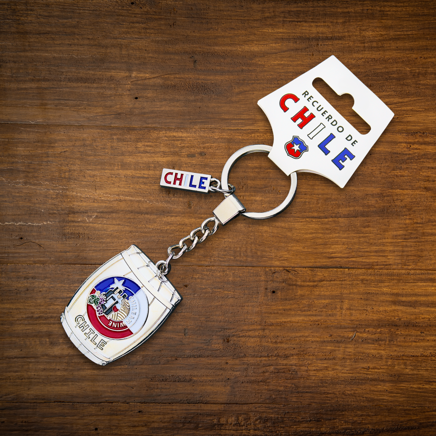 Llaveros Plateados Diseños De Chile Barril Vino