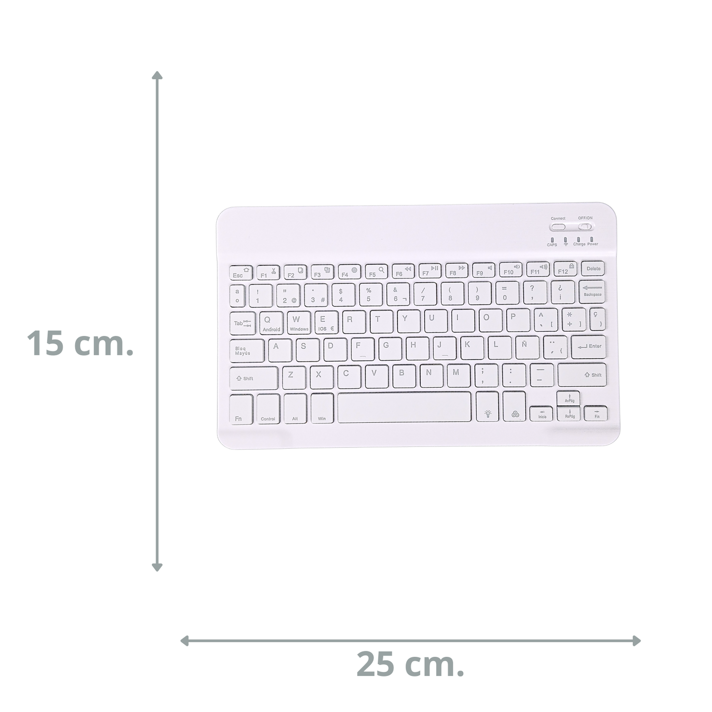 Mini Teclado Bluetooth Ultra Slim Español Led Blanco