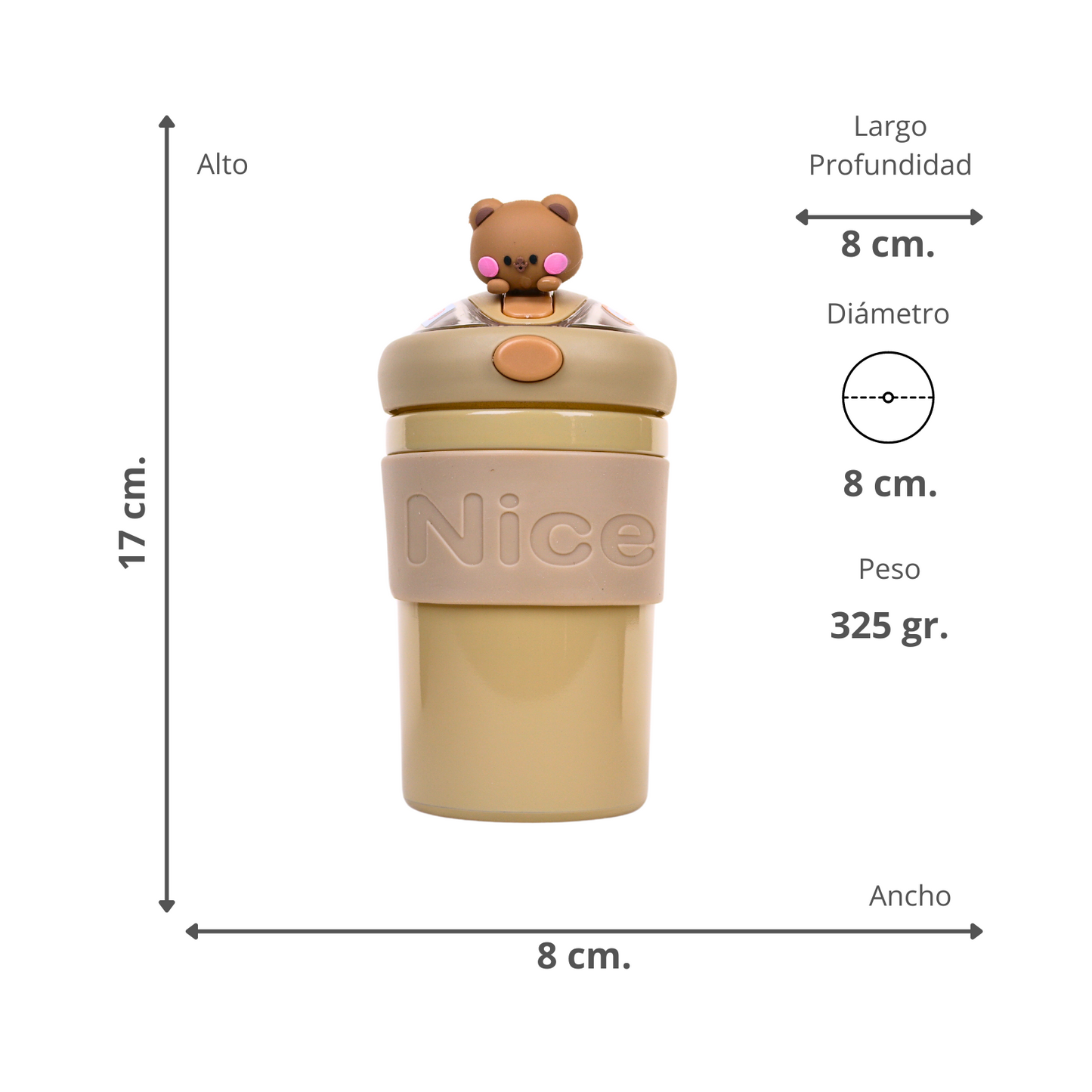 Vaso De Vidrio Hermético Con Bombilla Oso
