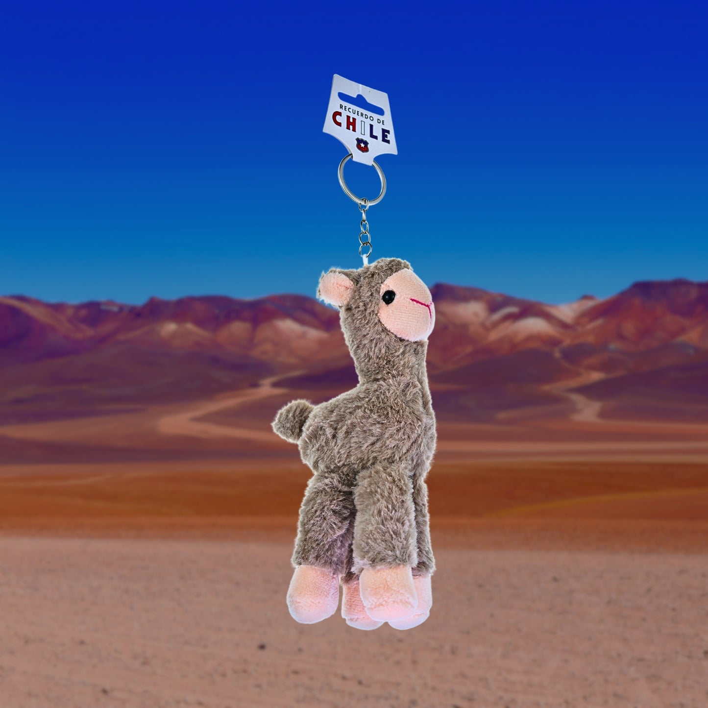 Llavero de Peluche Souvenir de Chile Llama Marrón