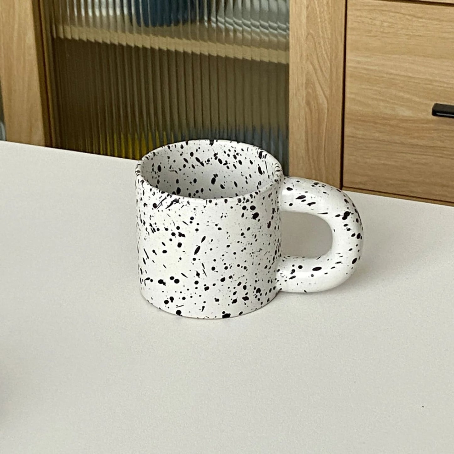 Taza de Cerámica Estilo Nórdico 300 ml Blanco Pintas