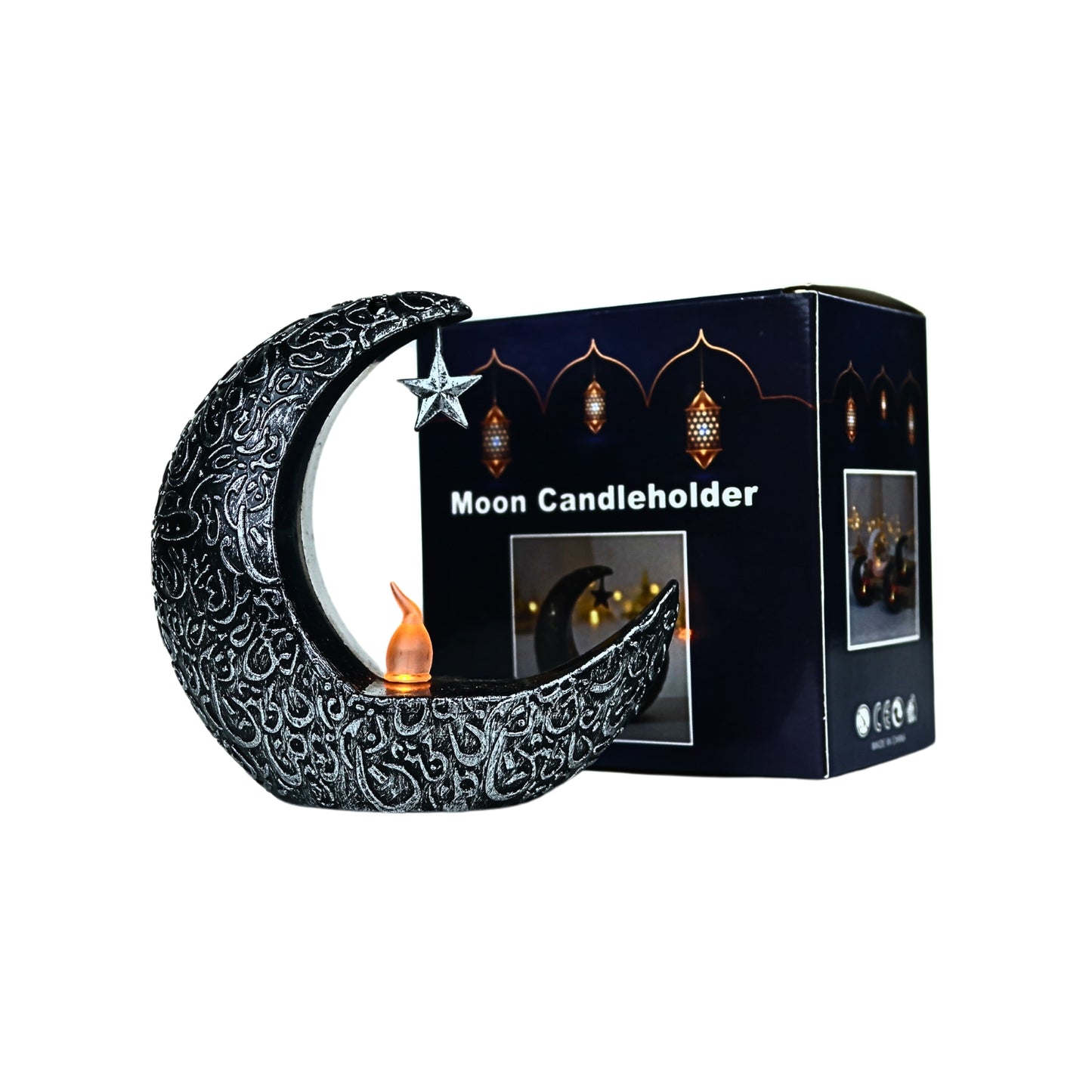 Lampara Led Candelabro de Luna Arabe Negro