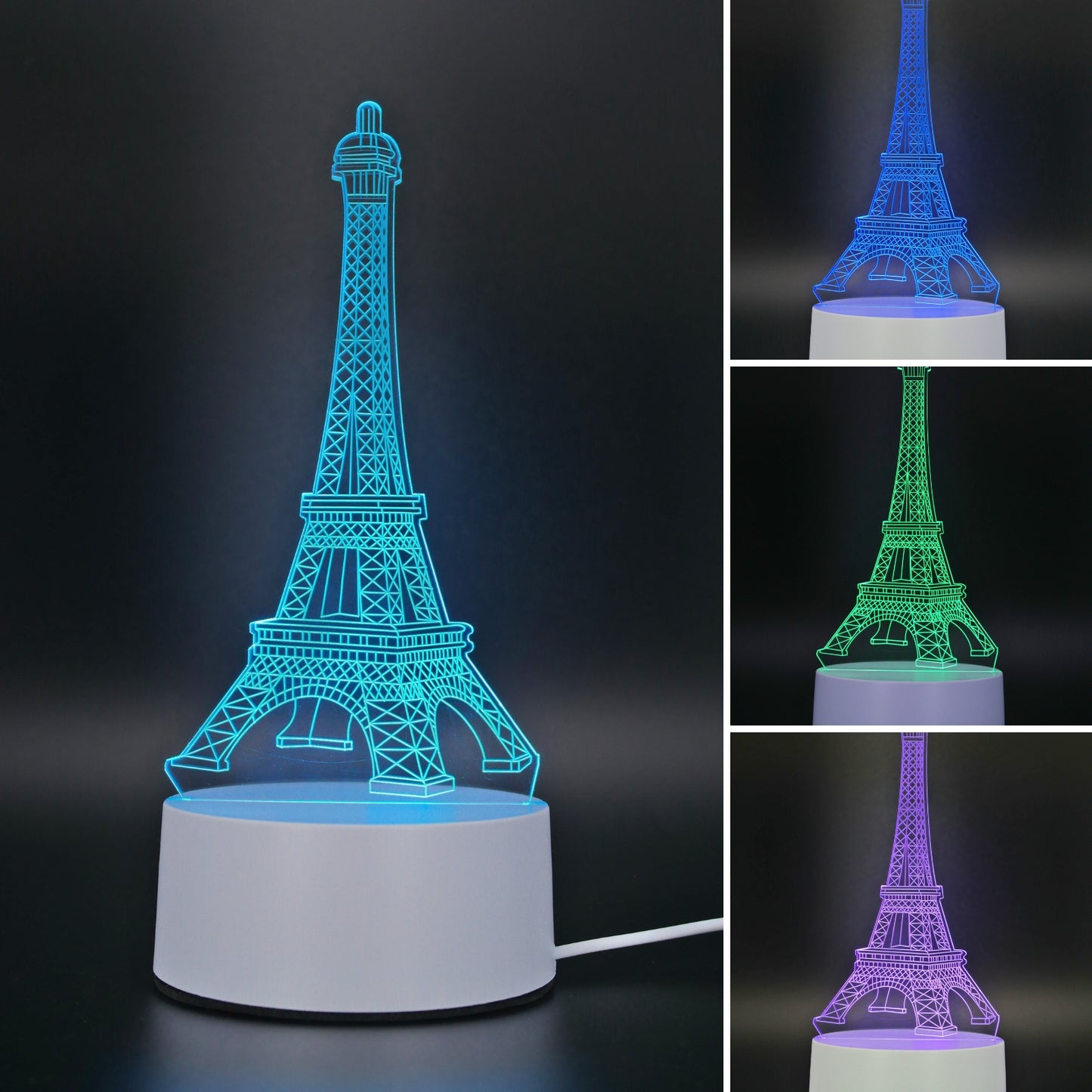Lámpara Led RGB visualización 3D Torre Eifeel