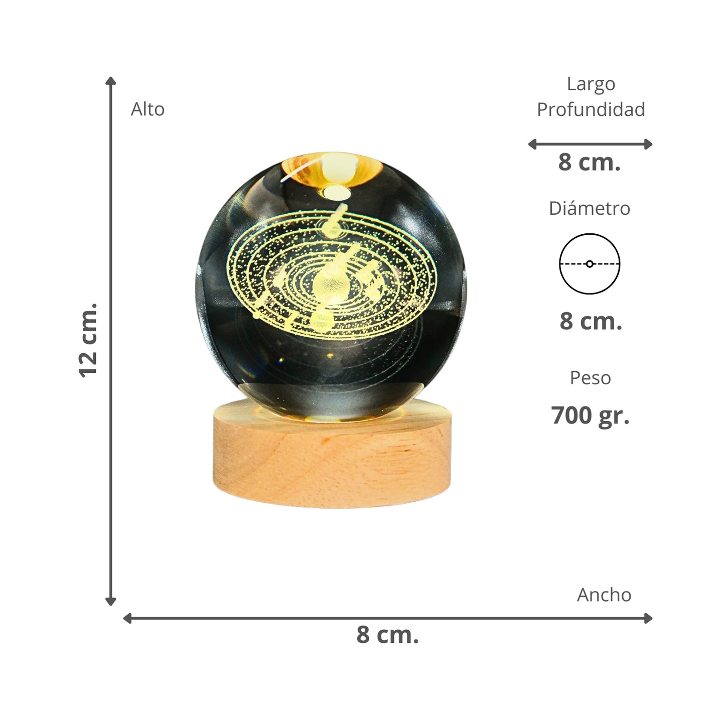 Lampara Bola De Cristal LED RGB Colores Sistema Solar