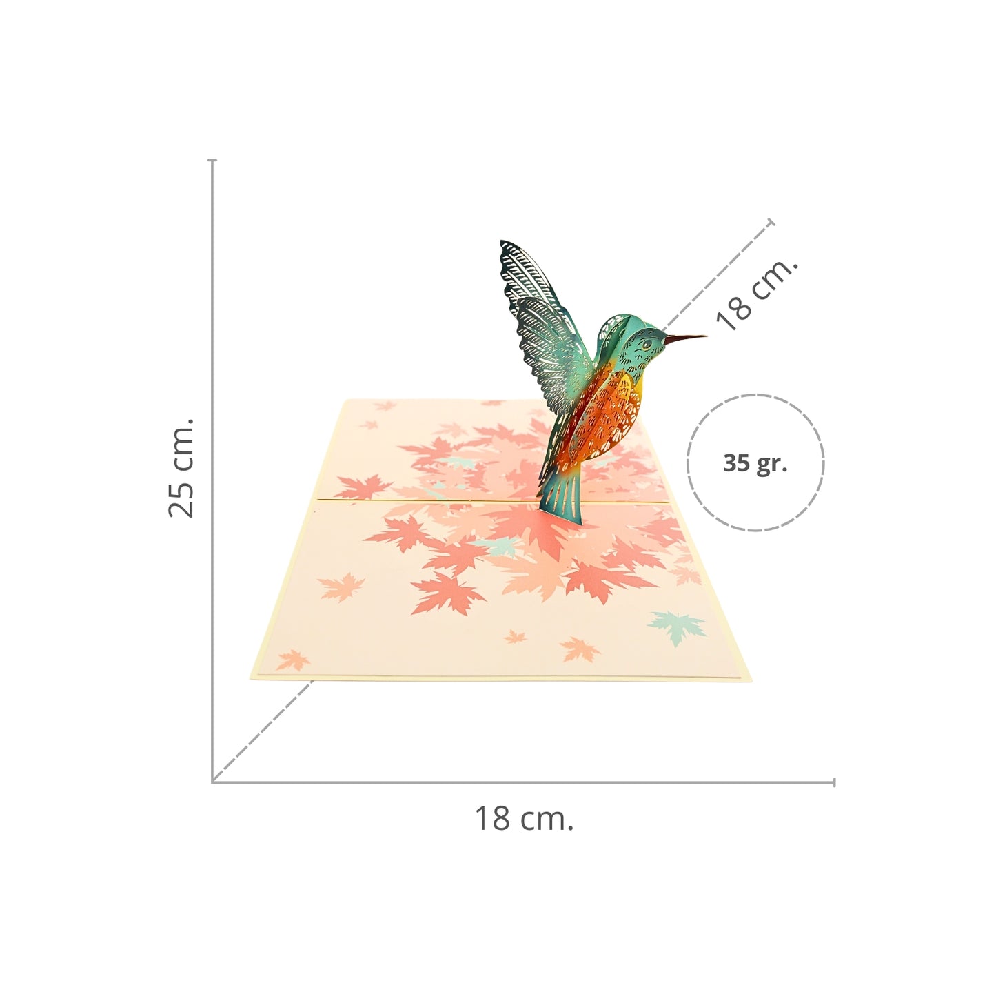 Tarjeta Felicitaciones Plegable Colibrí con Efecto 3D