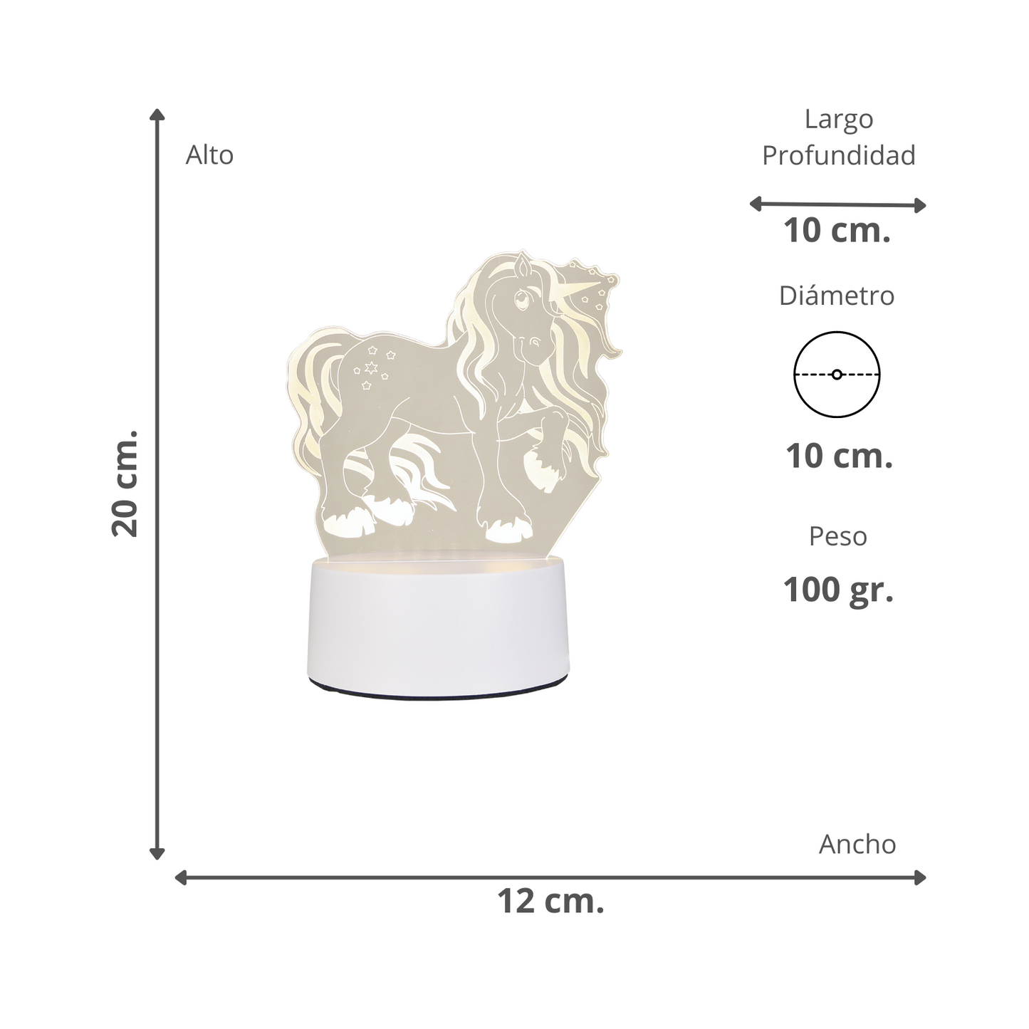 Lámpara LED De Mesa 3D USB Luz Pony Unicornio