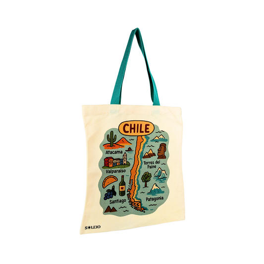 Tote Bag de Lona Mapa de Chile